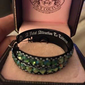 Green crystal large hoops